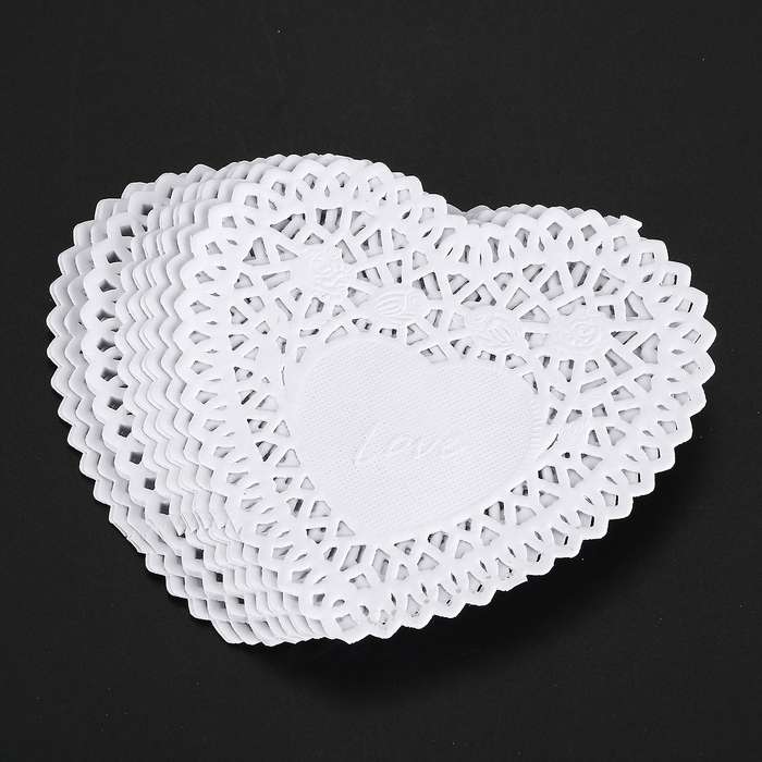 100x 4 inch White Love Heart Paper Lace Doilies doily for cardmaking scrapbooking