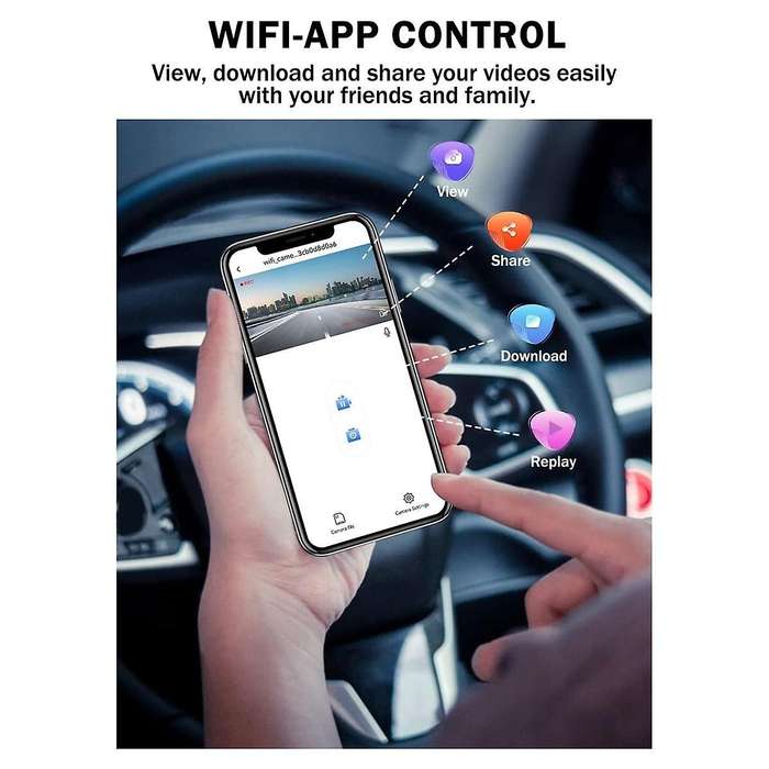 1080p Hd Car Dash Camera,front and Rear Wifi Dash Cam with 3inch Ips Screen,night Vision,parking Mon