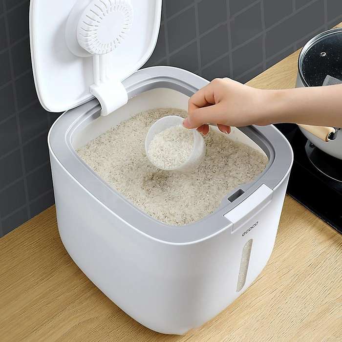 10KG Rice Storage Box Grains Bucket Moisture-Proof Sealed Insect-Proof Modern Household Decor Kitche