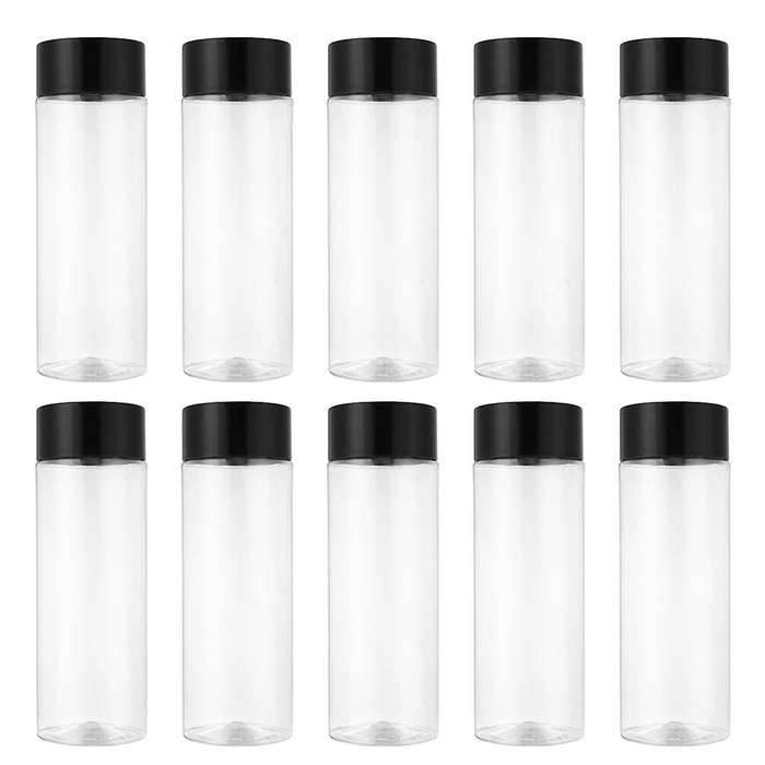 10pcs 300ml/10oz Plastic Juice Bottle Transparent Coarse Cereals Storage Container Beverage Bottle