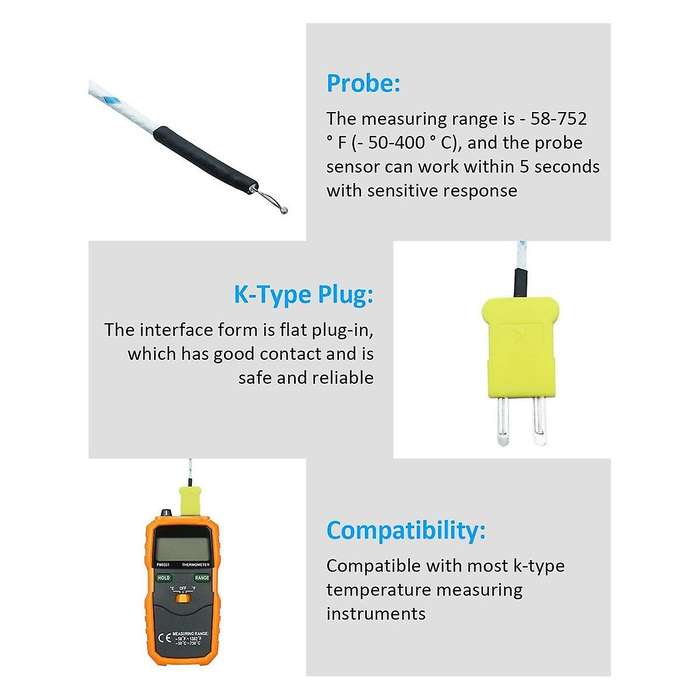 10pcs 3meters K Type Mini-connector Thermocouple Temperature Probe Sensor -50-350c Temperature Sen