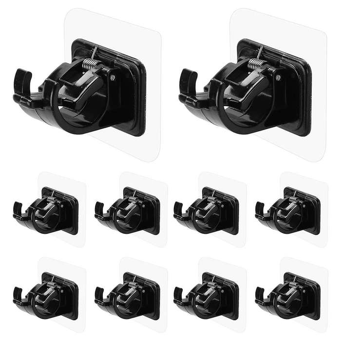 10PCS Adhesive Curtain Rod Holders No Drill Curtain Rods Brackets No Drilling Nail Free Adjustable