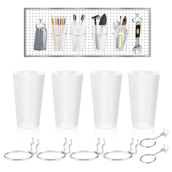 10Pcs Bins with Rings Ring Style Hooks with Cups Cup Holder Accessories Transparent