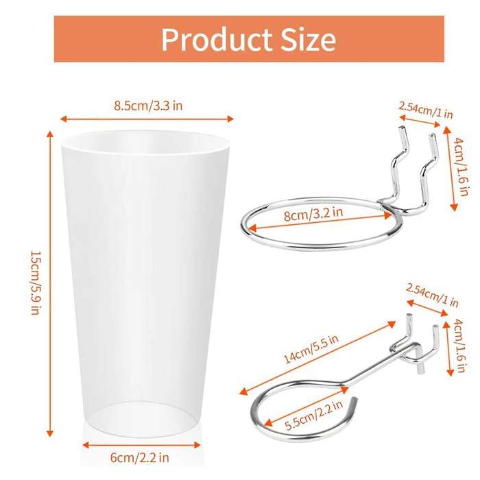 10Pcs Bins with Rings Ring Style Hooks with Cups Cup Holder Accessories Transparent