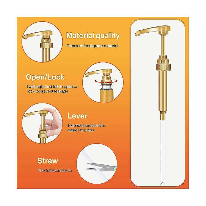 10pcs Coffee Syrup Pump Dispenser,fits 750ml Coffee Flavoring Syrup Bottles, Fits Home Coffee Bar Dr