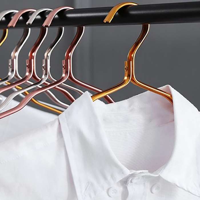 10Pcs Coat Hanger Aluminium Alloy Clothes Hanger Anti Slip Metal Drying Rack Hanger with Notches Cl