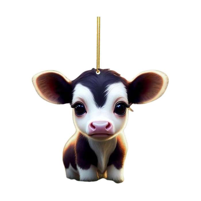 10pcs Cute Cartoon Cow Car Pendant Home Tree Decoration, Christmas Ornament, Home Decor