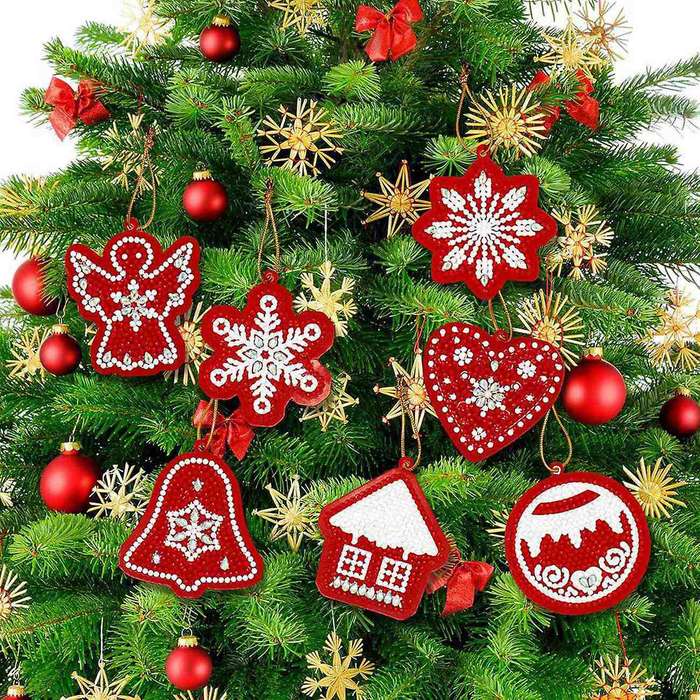 10Pcs DIY Christmas Tree Pendant Full Drills Special Shape Diamond Embroidery Christmas Decorations