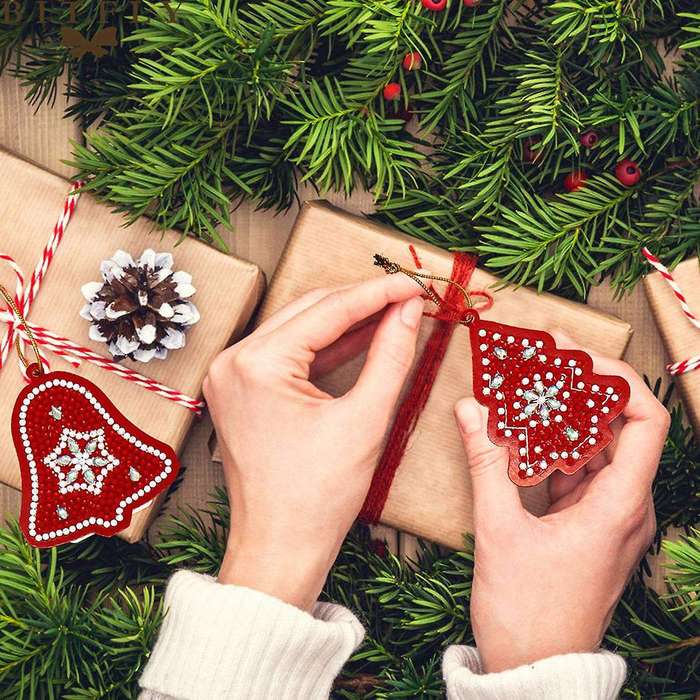 10Pcs DIY Christmas Tree Pendant Full Drills Special Shape Diamond Embroidery Christmas Decorations