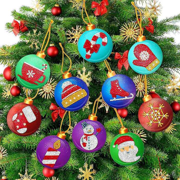 10Pcs DIY Christmas Tree Pendant Full Drills Special Shape Diamond Embroidery Christmas Decorations