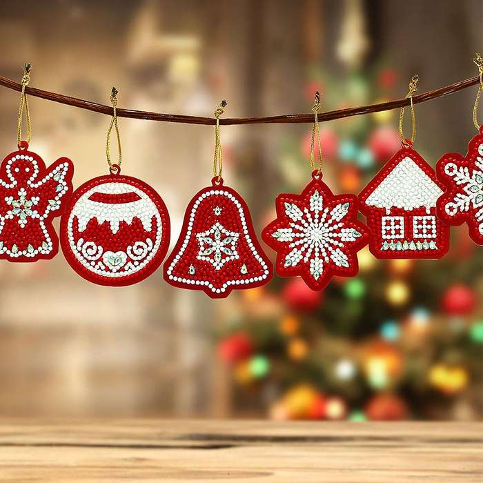 10Pcs DIY Christmas Tree Pendant Full Drills Special Shape Diamond Embroidery Christmas Decorations