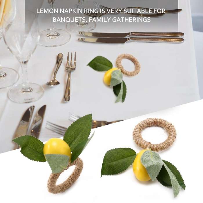 10PCS Faux Lemon Vine Napkin Ring Compatible Wedding, Dinner Party, Banquet