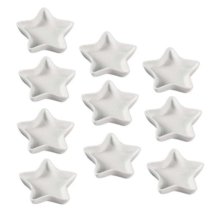 10pcs Five-pointed Star Shaped Condiment Dishes Dipping Sauce Dish Soy Sauce Pinch Bowl Ceramic Bbq-