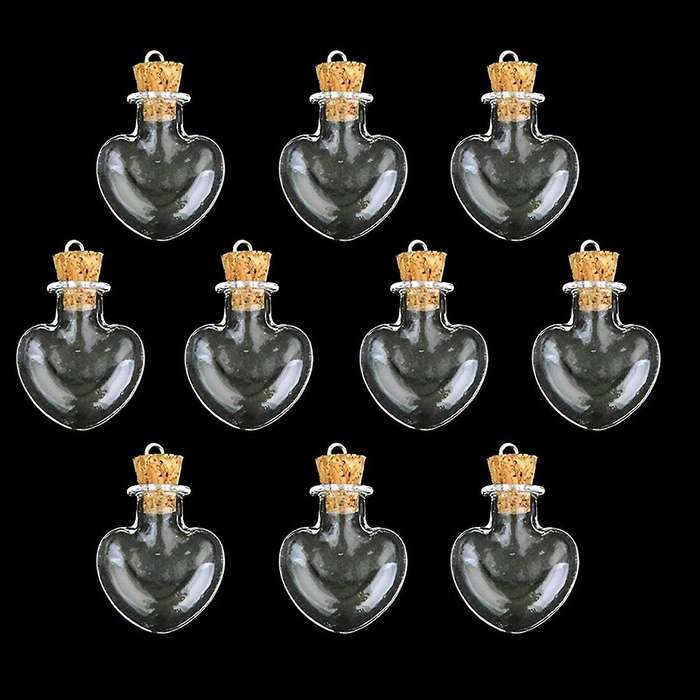 10pcs glass cork bottle glasses ampoules wool bottle pendants heart f