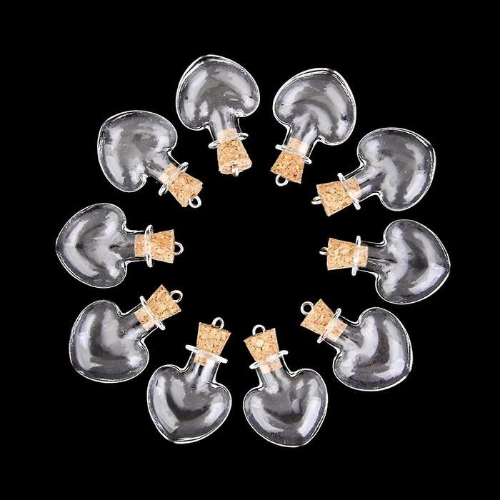 10pcs glass cork bottle glasses ampoules wool bottle pendants heart f