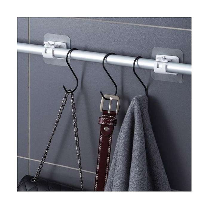 10Pcs Hooks for Curtain Rod without Nails Curtain Rod Brackets No Drilling Self Adhesive Fixed Clip