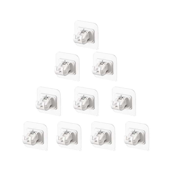 10Pcs Hooks for Curtain Rod without Nails Curtain Rod Brackets No Drilling Self Adhesive Fixed Clip