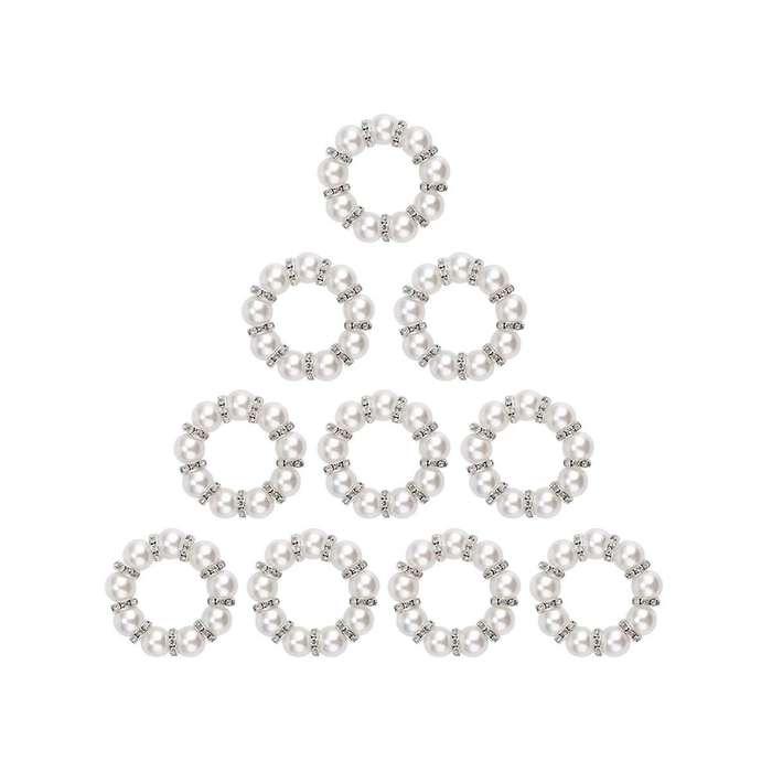 10pcs Imitation Napkin Ring Rhinestone Beaded Napkin Ring Holder for Dinner Table Decoration Party,