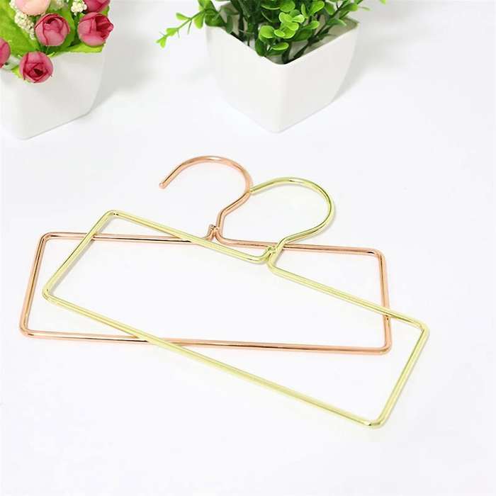 10pcs Iron Square Scarf Ring Hanger Belt Rack Non- Tie Hanging Hook Closet Organizer Storage Holder