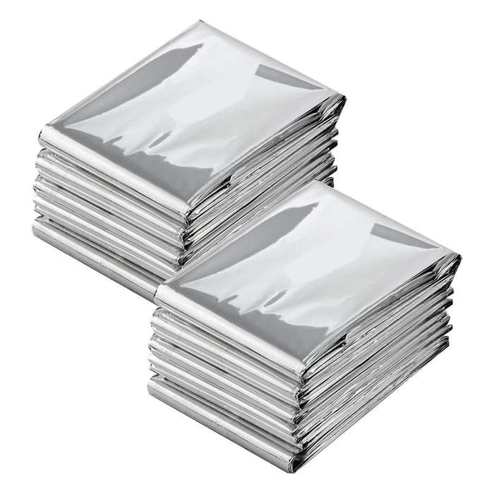 10pcs Outdoor Emergency Blanket Waterproof Space Curtain Foil Thermal Blanket 130x210cm Silver