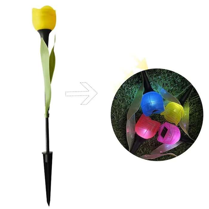 10PCS Outdoor Led Solar Light Tulip Flower Lamp Waterproof Garden Stake Lawn Lights Decor for Yard O