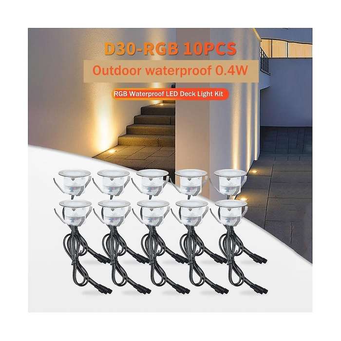 10pcs Outdoor Led Deck Light Ip67 Waterproof Recessed Stair Deck Lights Rgb Buried Light Power Cont