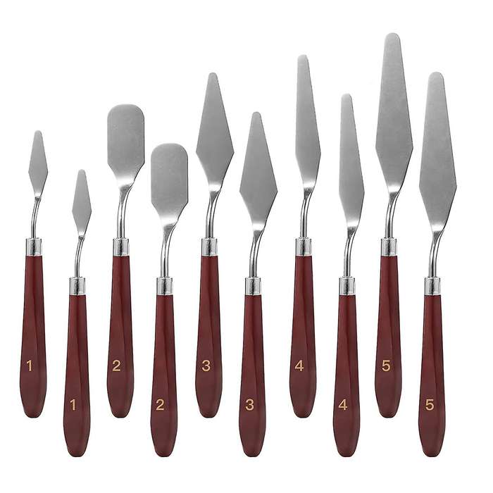 10pcs Palette Knife, Stainless Steel Painting Knife Set, Flexible Scraper Tray Knife, Oil Painting