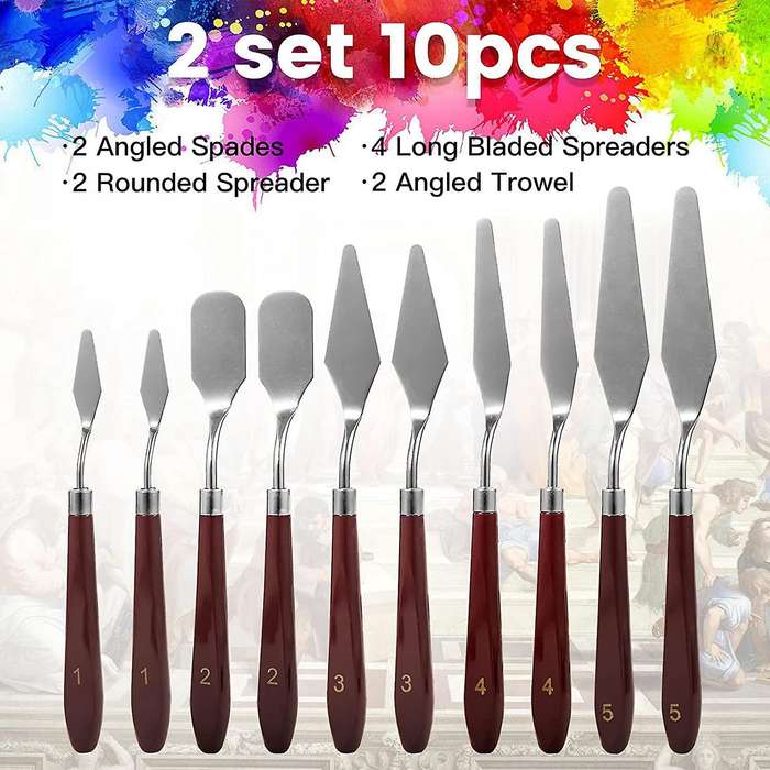 10pcs Palette Knife, Stainless Steel Painting Knife Set, Flexible Scraper Tray Knife, Oil Painting