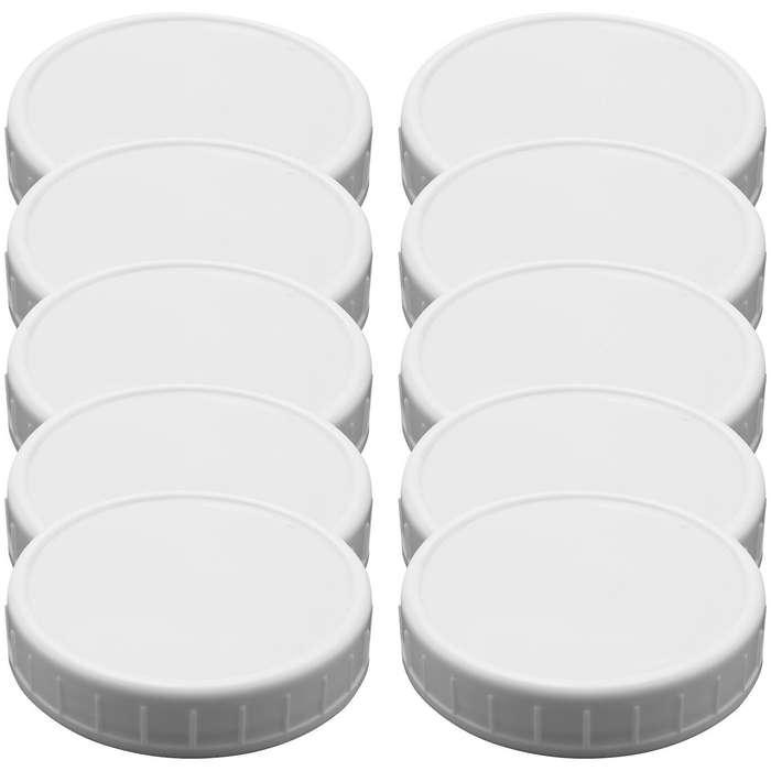 10Pcs Plastic Storage Caps Lids Ribbed Compatible 86mm Standard Regular Mouth Mason Jar Bottle
