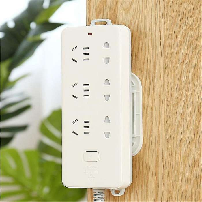 10pcs Power Strip Holder White Power Strip Holder , Self-adhesive Wall Mount Fixator, Punch-free