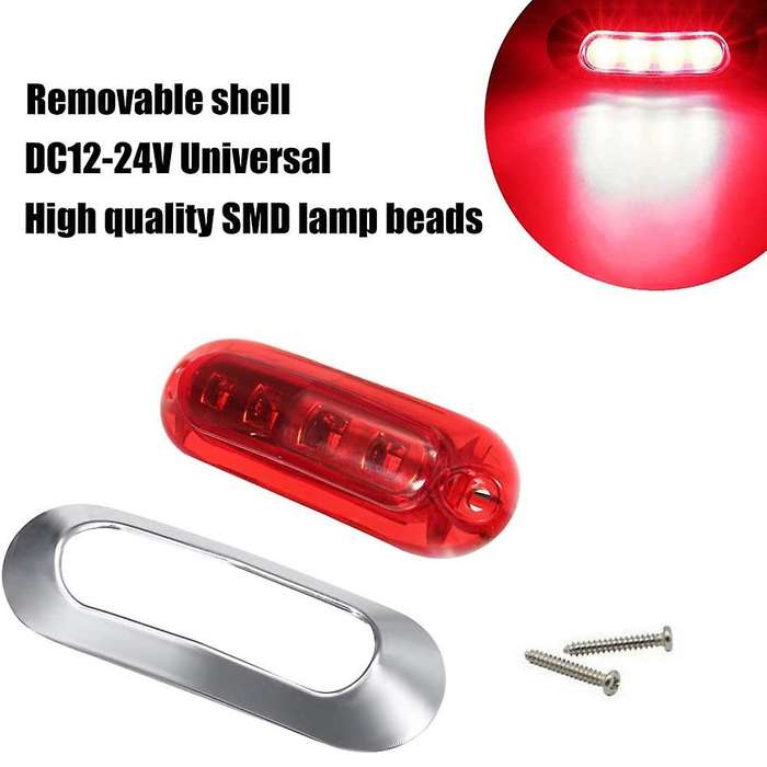 10PCS Red 4 LED Side Marker Indicator Lights Lamp Tail Lamp Universal for Auto Car Bus Truck Lorry T