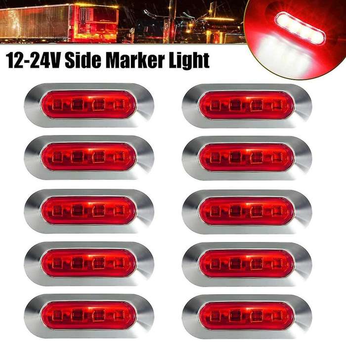 10PCS Red 4 LED Side Marker Indicator Lights Lamp Tail Lamp Universal for Auto Car Bus Truck Lorry T