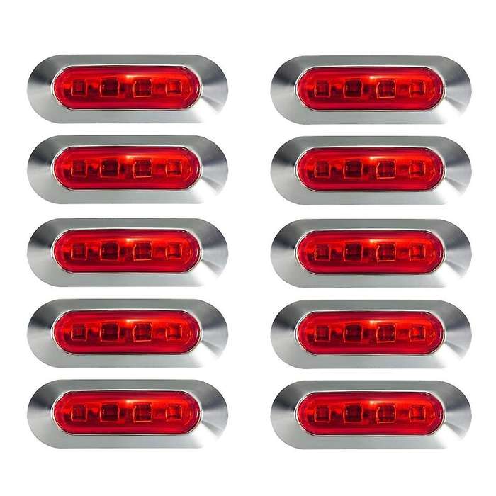 10PCS Red 4 LED Side Marker Indicator Lights Lamp Tail Lamp Universal for Auto Car Bus Truck Lorry T