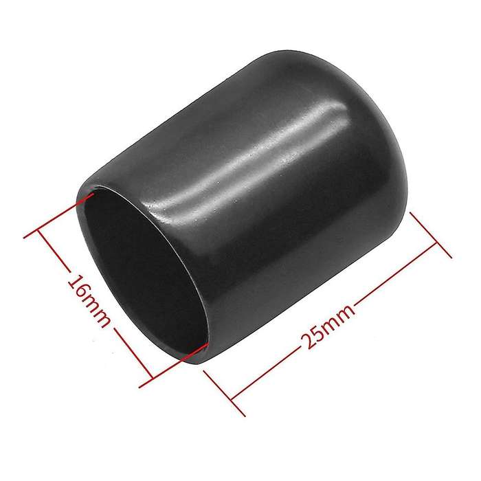 10Pcs Rubber End Caps 16Mm ID PVC Round Tube Cap Cover Screw Thread Protectors Black