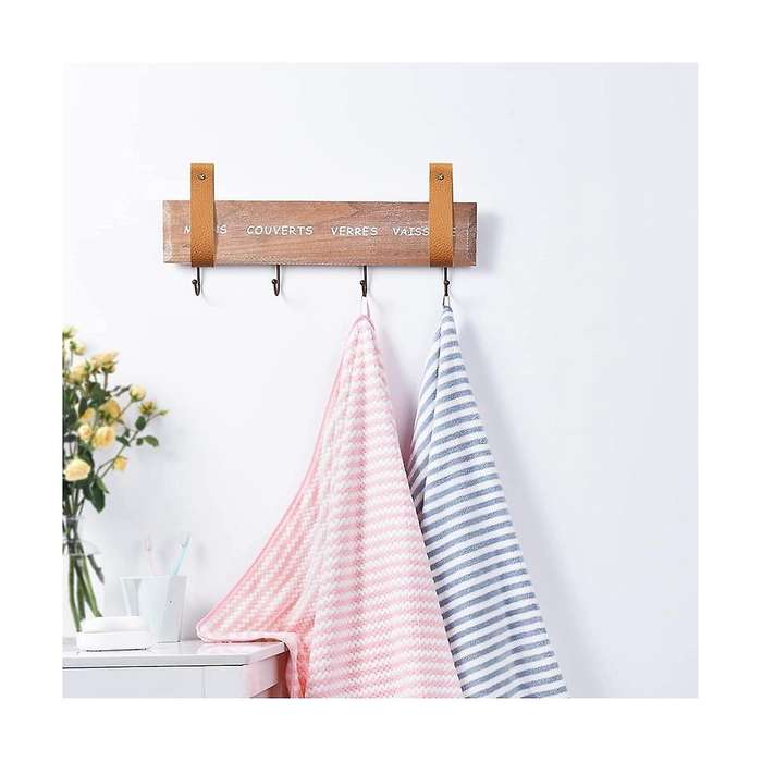 10pcs Wall Hooks,pu Leather Curtain Rod Holder, Leather Hanging Bracket Diy Hook Wall Boho Black