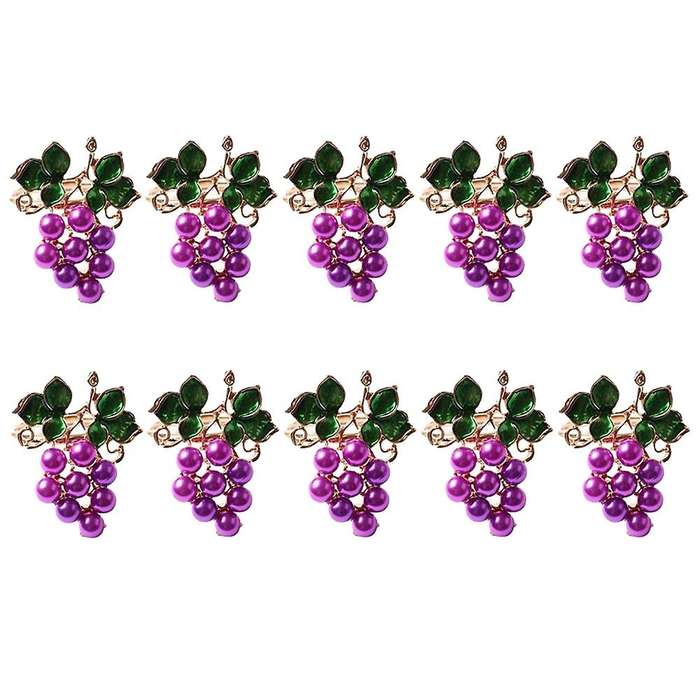 10PCS Western Food Fruit Napkin Buckle Grape Napkin Ring Napkin Holder Metal Mouth Cloth Ring Tablew