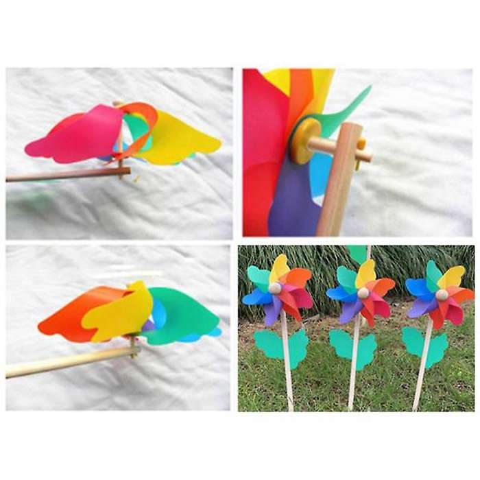 10pcs Wooden Stick Pinwheels, Party Pinwheels Diy Pinwheels Set Toy Garden Lawn