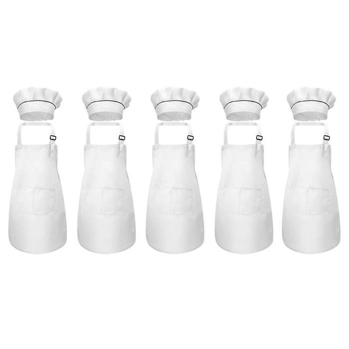 10-Piece Children's Apron and Chef Hat Set Adjustable Children's Kitchen Apron for Cooking and Paint