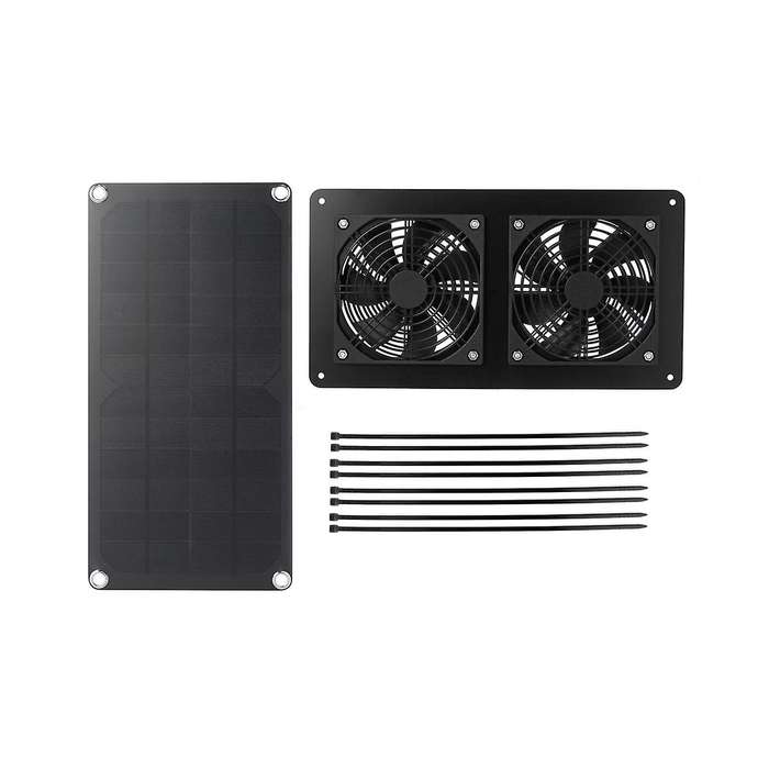 10w Solar Panel Powered Fan Ventilator 3w Ventilation Equipment for Greenhouse Motorhome House Chic