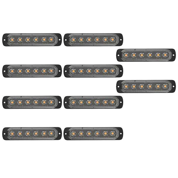 10x Amber 6LED Emergency Car Side Marker Grille Flash Strobe LED Hazard Lights