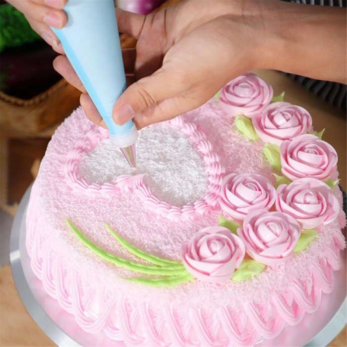 11 Inch Rotating Cake Turntable for Decorating - 6 Piece Cake Decorating Kit Includes 2 Icing Spatul