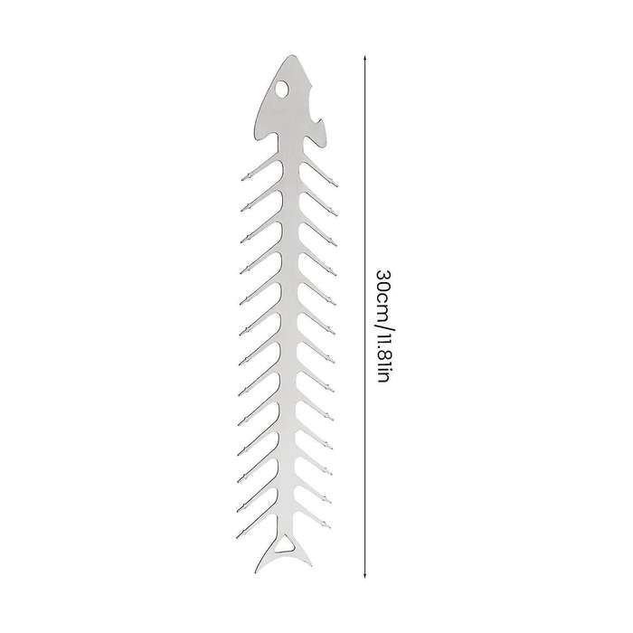 11.8 Inch Stainless Steel Barbecue Stick Reusable Fish Bone Shape Grilling Skewer Outdoor Campfire