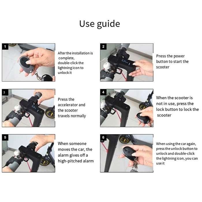 1150db Loud Wireless Anti-theft Vibration Electric Scooter Security Alarm Remote for Max-g30 Scoote