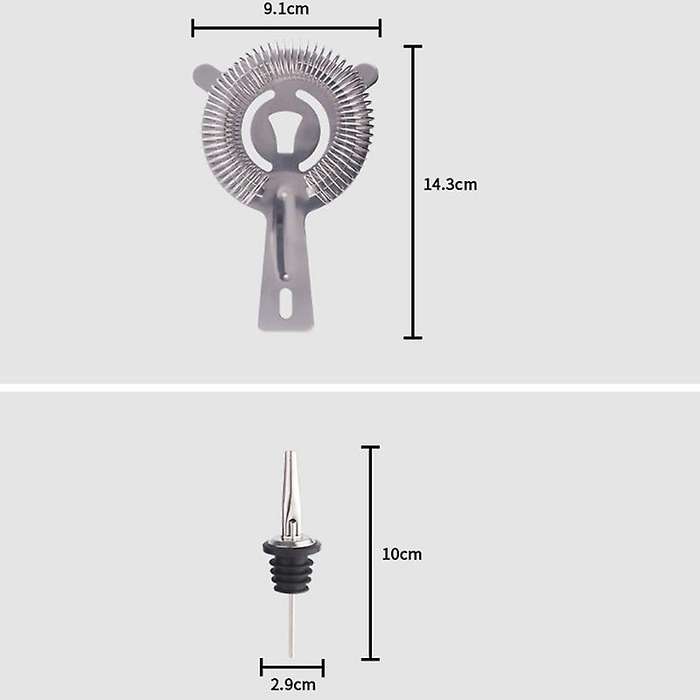 11PCS Bartender Tools Set Spoon Measuring Cup Cocktail Tools Cocktail Shaker Mixer Kit with Wooden S