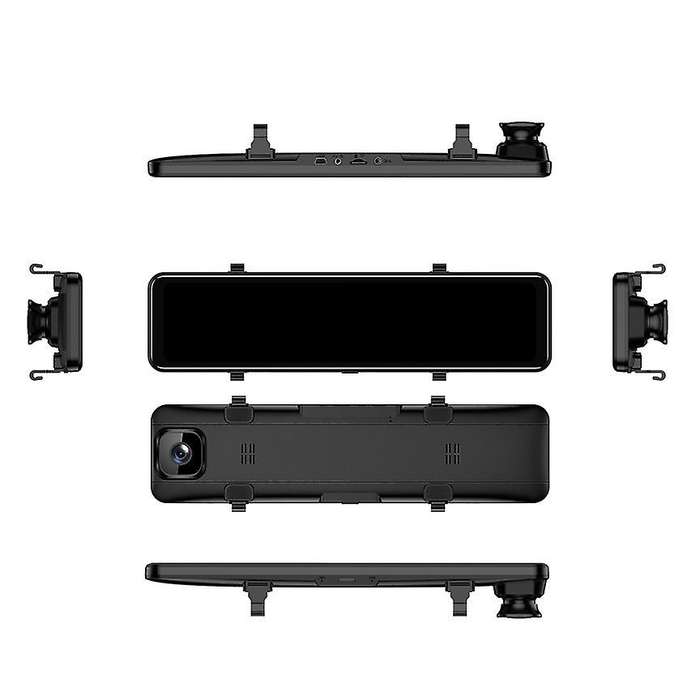 12 Inch Car DVR 2K Stream Media Dash Cam Contact Screen Dash Camera Dual Lens Rearview Mirror Drivin