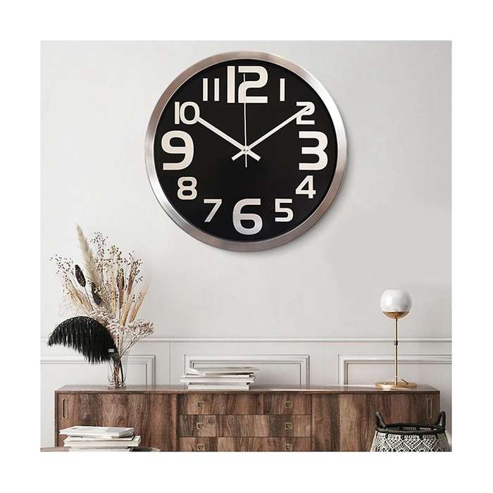 12 Inch Metal Modern Wall Clock Battery Operated Wall Clock Decoration for Bedroom, Office, Kitchen