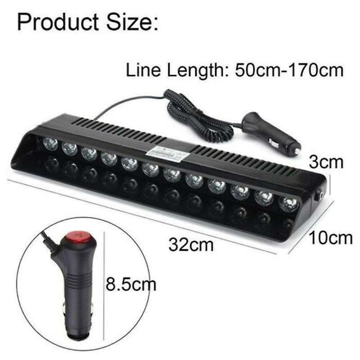 12 LED White Warning Emergency Flashing Light Car Truck Strobe Lamp