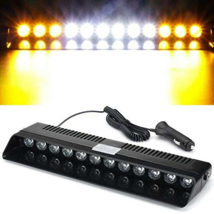 12 LED White Warning Emergency Flashing Light Car Truck Strobe Lamp