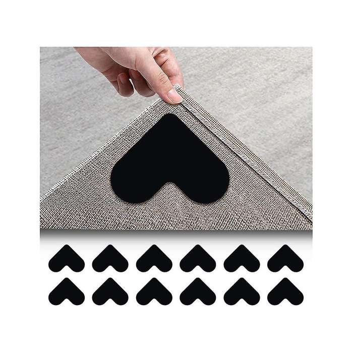 12 Pack , Double Sided Non- Rug Tape Stickers Washable Area Rug Pad Carpet Tape