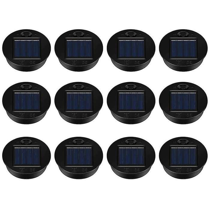 12 Pack Replacement Solar Light Parts Solar Light Replacement Tops Waterproof LED Solar Panel Lanter